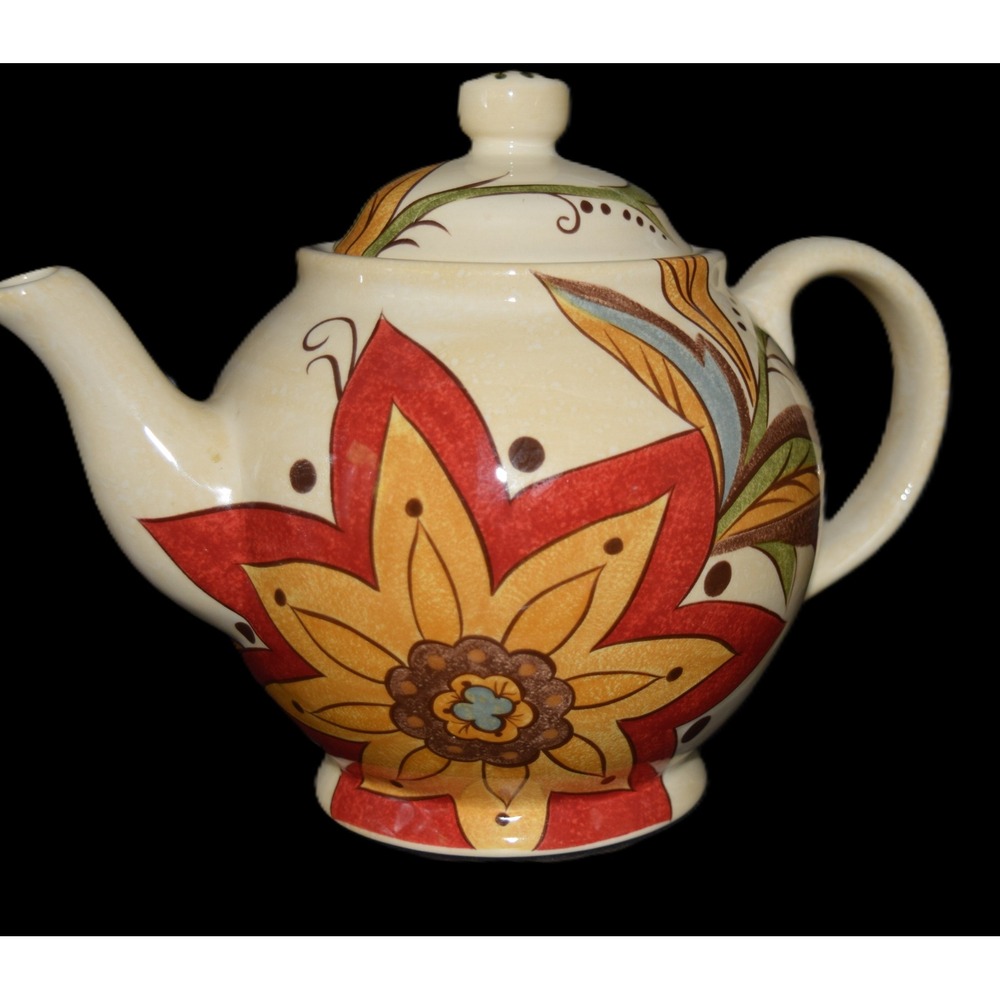 Discontinued Pier 1 Imports Carynthum Teapot Earthenware Floral Handpainted